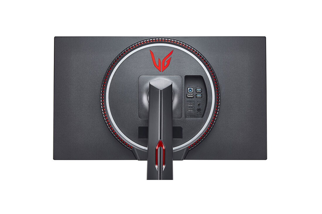 LG 27'' LG UltraGear herný monitor s 4K nano IPS displejom., detailný pohľad zozadu s funkciou Sphere Lighting 2.0 v bielej a červenej farbe, 27GN95R-B, thumbnail 11