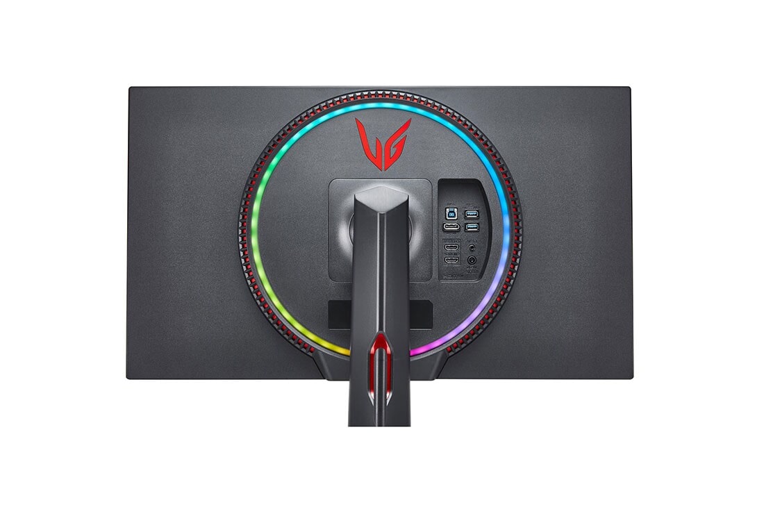LG 27'' LG UltraGear herný monitor s 4K nano IPS displejom., detailný pohľad zozadu s funkciou Sphere Lighting 2.0 v dúhových farbách, 27GN95R-B, thumbnail 12