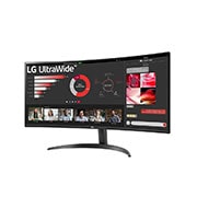 LG 34-palcový zakrivený monitor UltraWide™ s&nbsp;pomerom strán 21:9, rozlíšením QHD (3440x1440) a&nbsp;technológiou FreeSync™, pohľad zboku -15&nbsp;stupňov, 34WR50QC-B, thumbnail 2