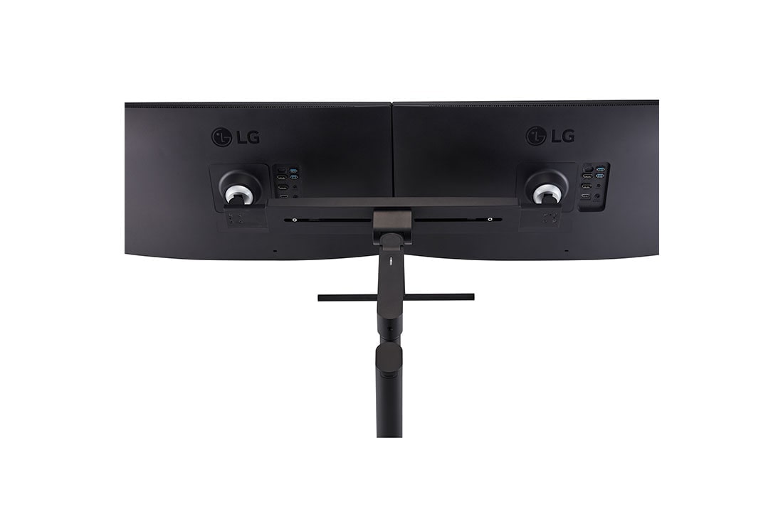 LG 27-palcový monitor QHD Ergo Dual s reťazovou konfiguráciou, zadná perspektíva so stojanom monitora vytiahnutým doprava, 27QP88DP-BS, thumbnail 11