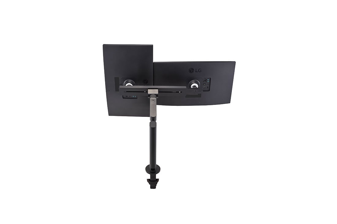 LG 27-palcový monitor QHD Ergo Dual s reťazovou konfiguráciou, zadná perspektíva so stojanom monitora vytiahnutým doľava, 27QP88DP-BS, thumbnail 12