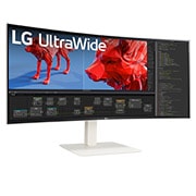 LG 38-palcový zakrivený monitor UltraWide™ s rozlíšením QHD+ (3840 × 1600), pohľad z perspektívy, 38WR85QC-W, thumbnail 3
