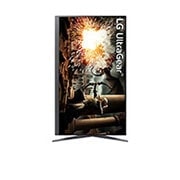 LG 32” herný monitor UltraGear™ QHD IPS 180Hz | 1ms (GtG), DisplayHDR™ 400, front view with the display pivoting 90 degrees in a portrait view, 32GS75Q-B, thumbnail 10
