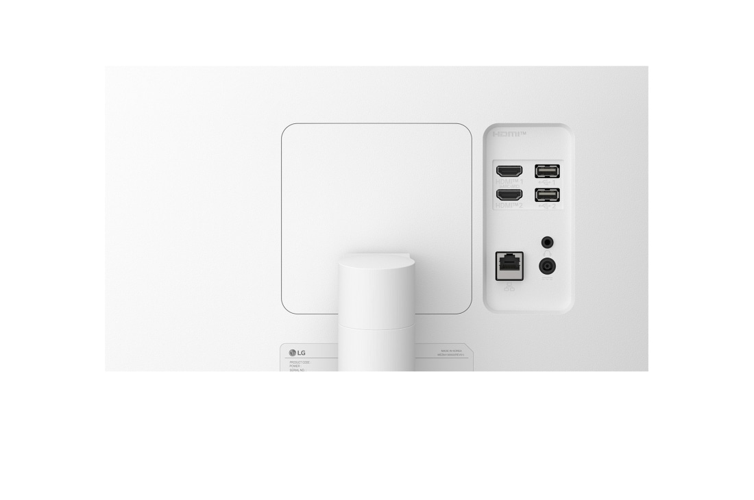 LG Smart Monitor 34-palcový zakrivený displej WQHD na streamovanie 34U601SA s webOS, Čelný záber zblízka na zadné vstupné porty, 34U601SA-W, thumbnail 11