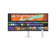 LG Smart Monitor 34-palcový zakrivený displej WQHD na streamovanie 34U601SA s webOS, Pohľad spredu s diaľkovým ovládačom, 34U601SA-W, thumbnail 1