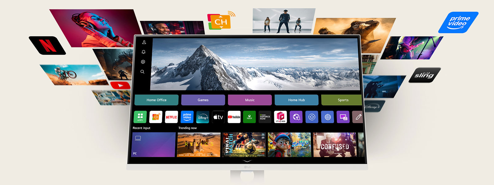 Fotografia predstavujúca rôzny obsah na systéme WebOS.