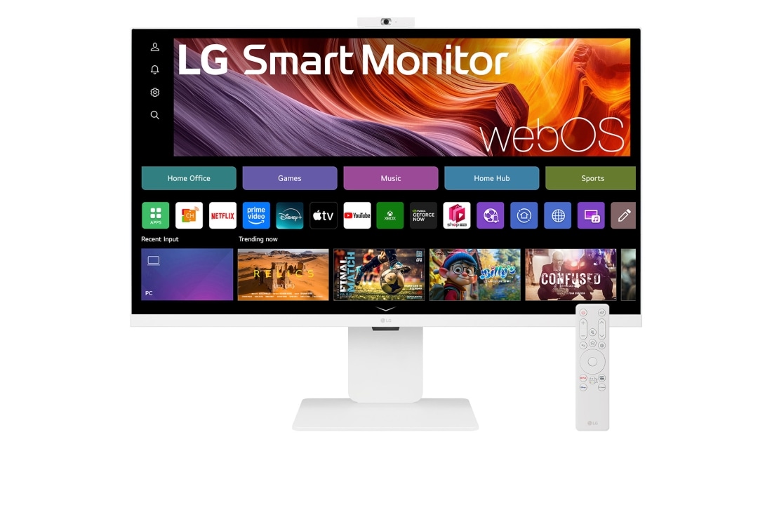 LG Smart Monitor 31,5 palcov 4K UHD IPS na streamovanie 32U850SA so systémom webOS, pohľad spredu s webovou kamerou a diaľkovým ovládaním, 32U850SA-W