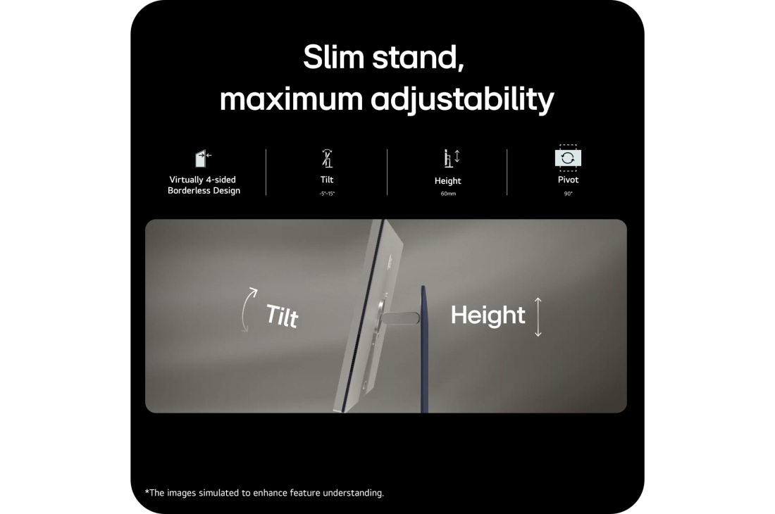 LG UltraFine™evo 32-palcový Nano IPS Black 6K s technológiou Thunderbolt™ 5, USP card: Slim stand, maximum adjustability, 32U990A-S, thumbnail 18