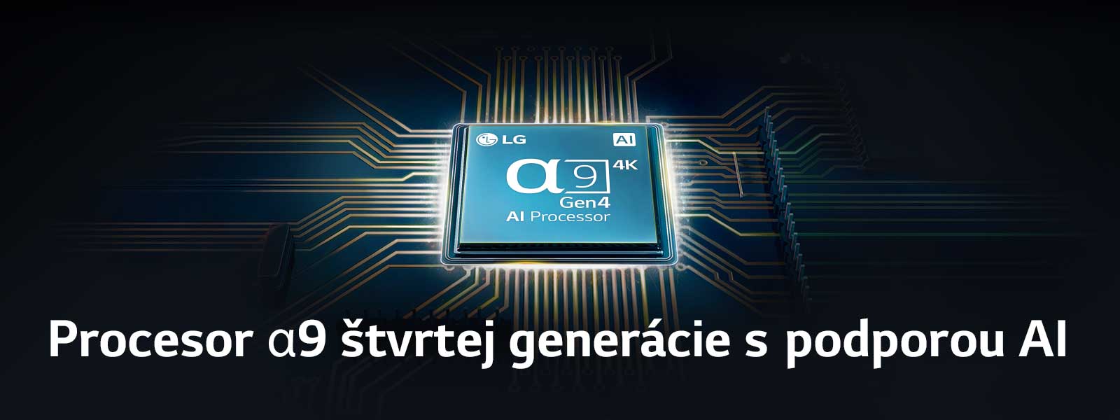 Procesor α9 štvrtej generácie s podporou AI uprostred elektronického obvodu.