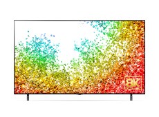 Televízor Nano95 s malými guľôčkami farby vystreľujúcimi z dolnej časti obrazovky a s logom 8K v pravom dolnom rohu.