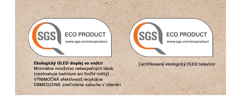 Logo certifikácie SGS na OLED paneloch a televízoroch.