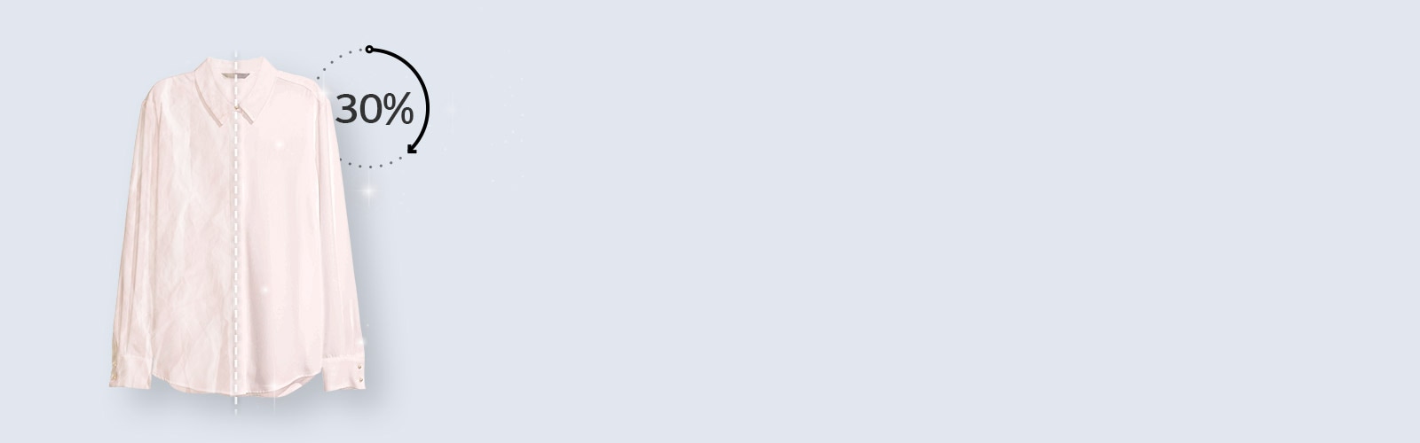 O 30% Menej pokrčenia