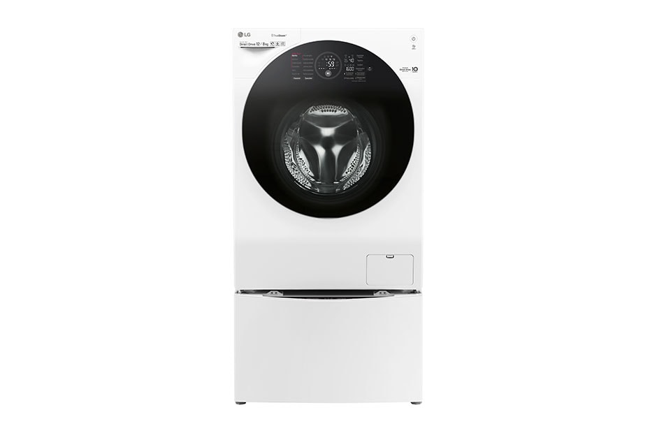 LG 12 kg parná práčka / 8 kg sušička / 2 kg mini pračka, TwinWash™, 1600 ot./min, A (v rozsahu A až G), 6 Motion DD, Direct Drive™, TrueSteam™, EcoHybrid™, ThinQ™ + WiFi pripojenie, Pridať bielizeň, 12 programov, 8 možností sušenia, F126G1BCH2N