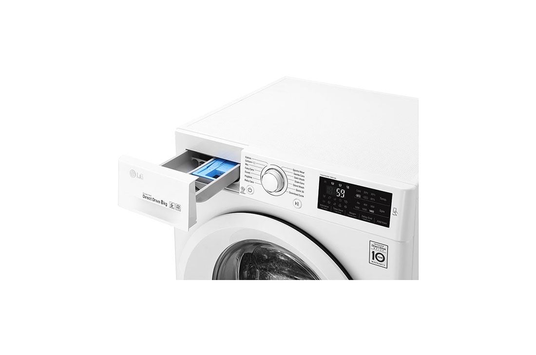 LG 8 kg práčka, 1400 ot./min, A+++ (v rozsahu A+++ až D), 6 Motion DD, Direct Drive™, ThinQ™, Pridať bielizeň, 14 programov, F84J5TN3W, thumbnail 5