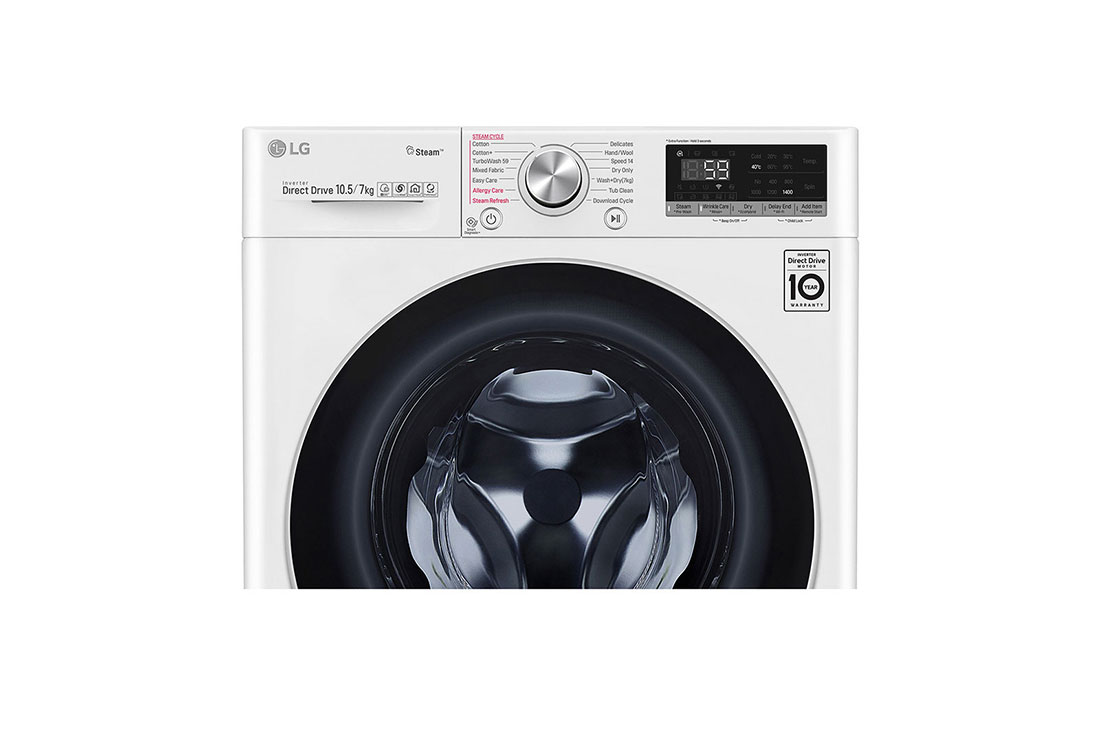 LG 10,5 kg parná práčka / 7 kg sušička, A (v rozsahu A až G), Direct Drive™ motor, AI DD™ - optimálna voľba pracích pohybov, TurboWash™, Steam+™ - parné pranie, ThinQ™+ WiFi, F4DV710H1, thumbnail 4