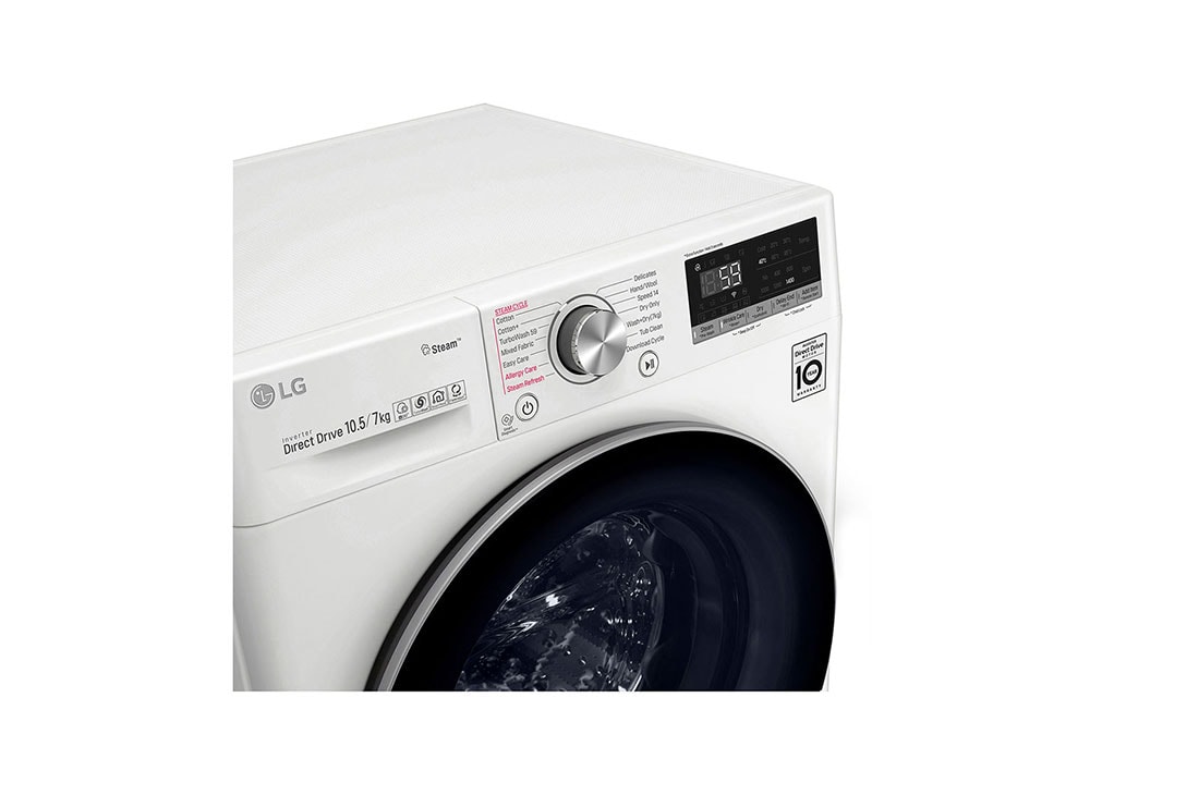 LG 10,5 kg parná práčka / 7 kg sušička, A (v rozsahu A až G), Direct Drive™ motor, AI DD™ - optimálna voľba pracích pohybov, TurboWash™, Steam+™ - parné pranie, ThinQ™+ WiFi, F4DV710H1, thumbnail 7