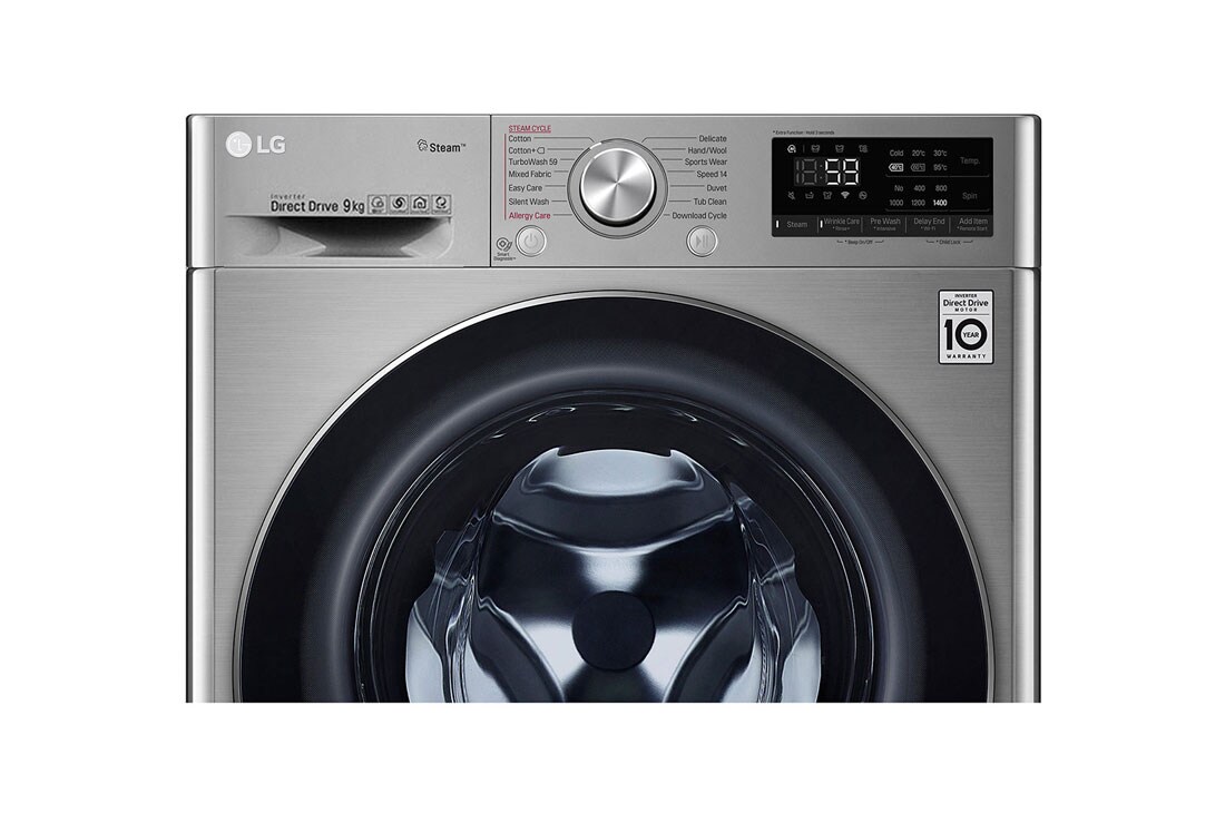 LG 9 kg parná práčka, A+++ (v rozsahu A+++ až D), Direct Drive™ motor, AI DD™ - optimálna voľba pracích pohybov, TurboWash™, Steam+™ - parné pranie, ThinQ™ + WiFi, F4WV709P2T, thumbnail 4