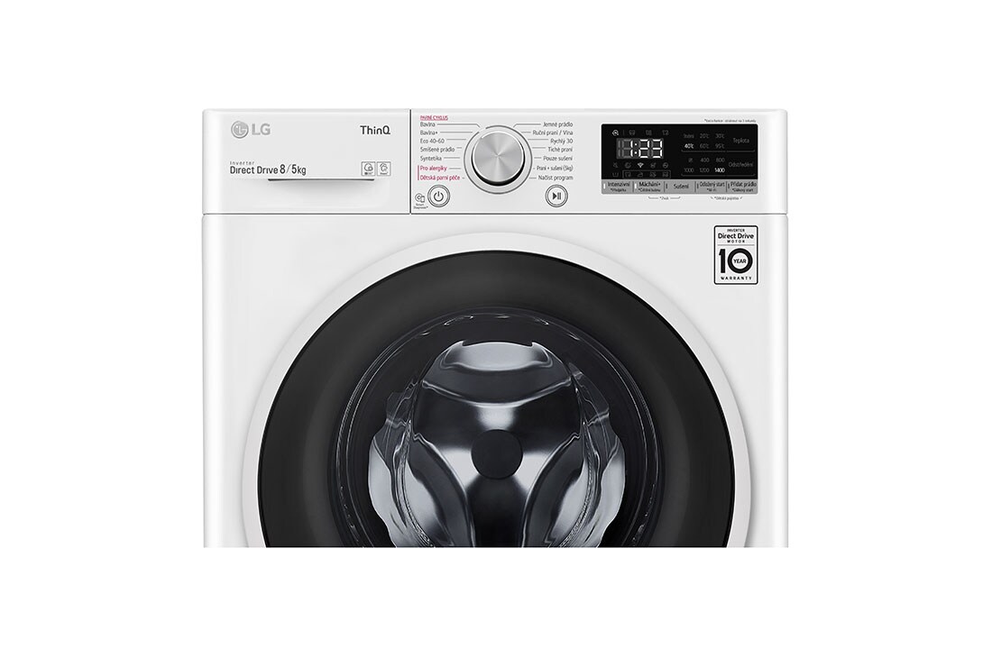 LG 8 kg parná práčka / 5 kg sušička, E, Direct Drive™ motor, AI DD™ - optimálna voľba pracích pohybov, Steam™ - parné pranie, ThinQ™ + WiFi, F4DT408AIDD, thumbnail 4