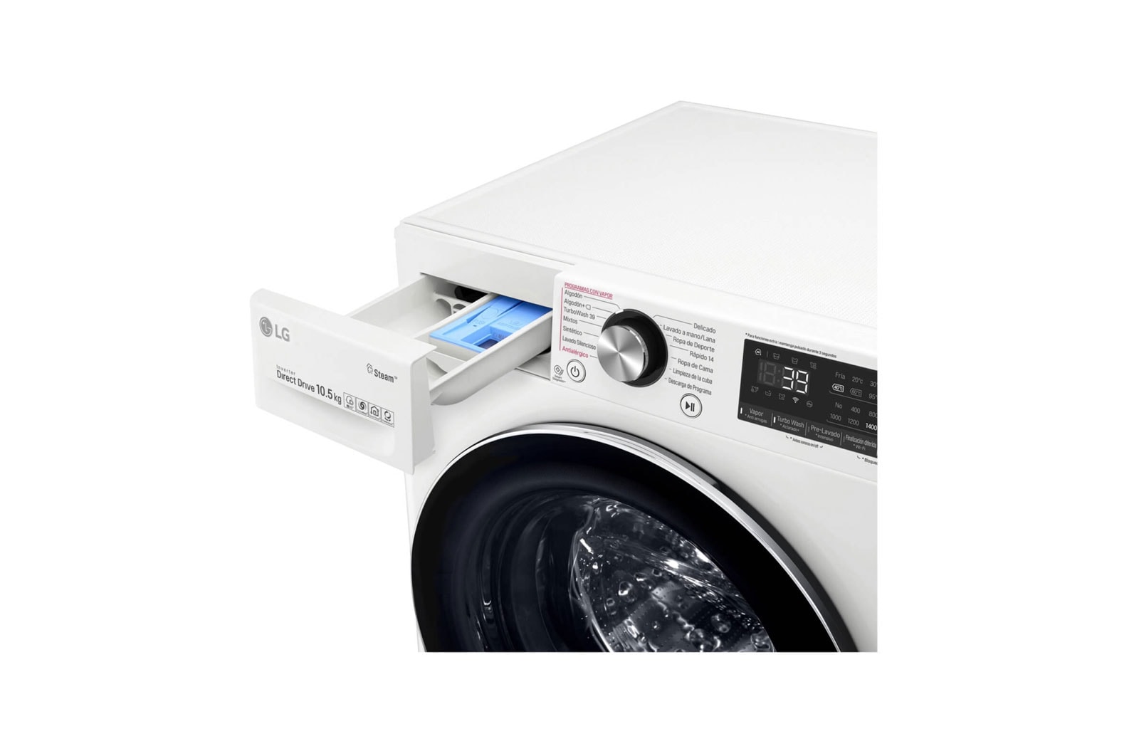 LG 10,5 kg parná práčka, A+++ (v rozsahu A+++ až D), Direct Drive™ motor, AI DD™ - optimálna voľba pracích pohybov, Steam+™ - parné pranie, ThinQ™ + WiFi, F4WV510S0, thumbnail 5