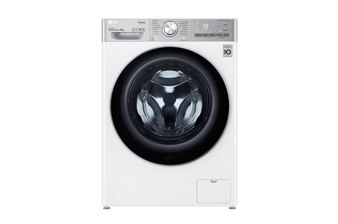 LG 9 kg parná práčka, Direct Drive™ motor, neobmedzené množstvo pracích pohybov, parné pranie Steam+™, TurboWash™360°, ThinQ+WiFi, F69V10VW2W, F69V10VW2W
