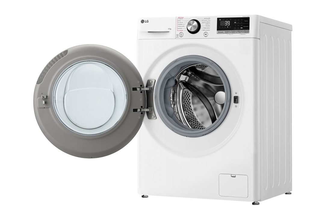 LG 11 kg parná práčka LG | 1400 ot./min | Direct Drive™ | AI DD™ | TurboWash™360°, Left side view with door open, FSR7A14WC, thumbnail 11