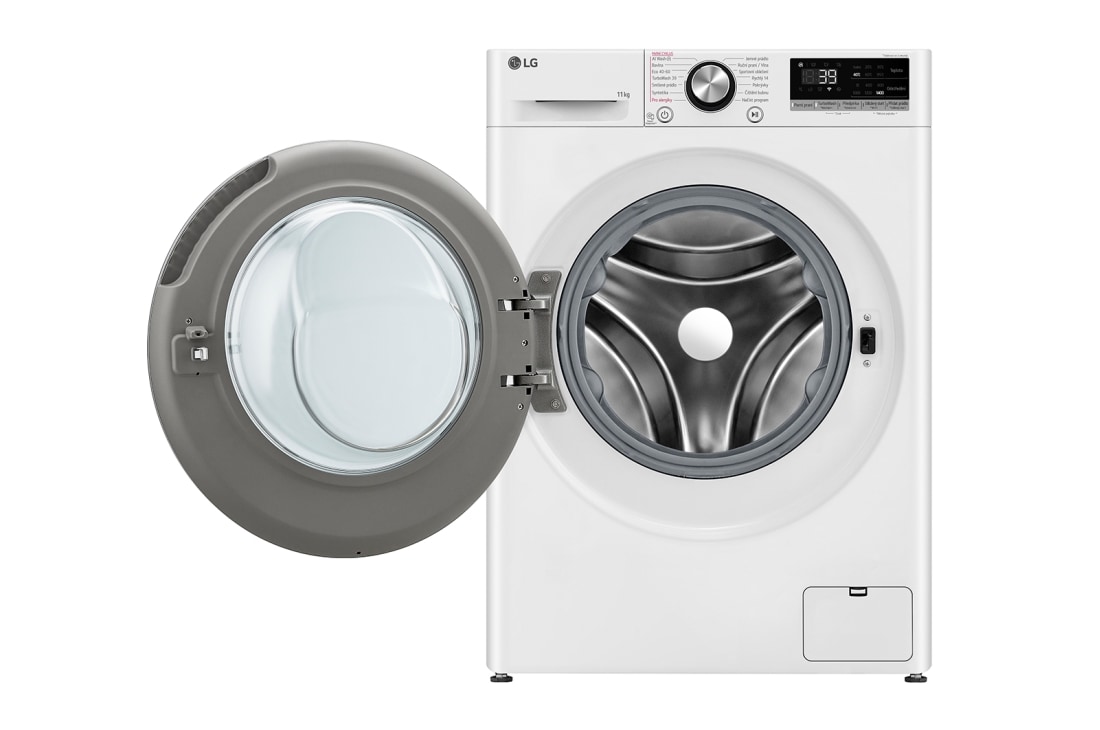 LG 10 kg parná práčka LG | 1400 ot./min | Direct Drive™ | AI DD™ | TurboWash™360°, front view with door open , FSR7A04WC, thumbnail 2