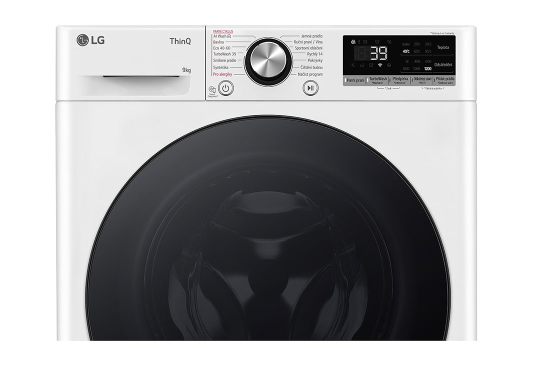 LG 9 kg slim parná práčka LG | 1200 ot./min | Direct Drive™ | AI DD™ | TurboWash™360°, TOP view, FLR7A92WG, thumbnail 6