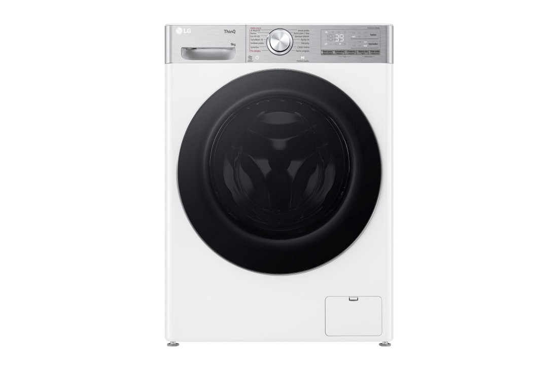 LG 9 kg parná práčka LG | 1400 ot./min | Direct Drive™ | AI DD™ | TurboWash™360°, Front View, FSR9A94WC