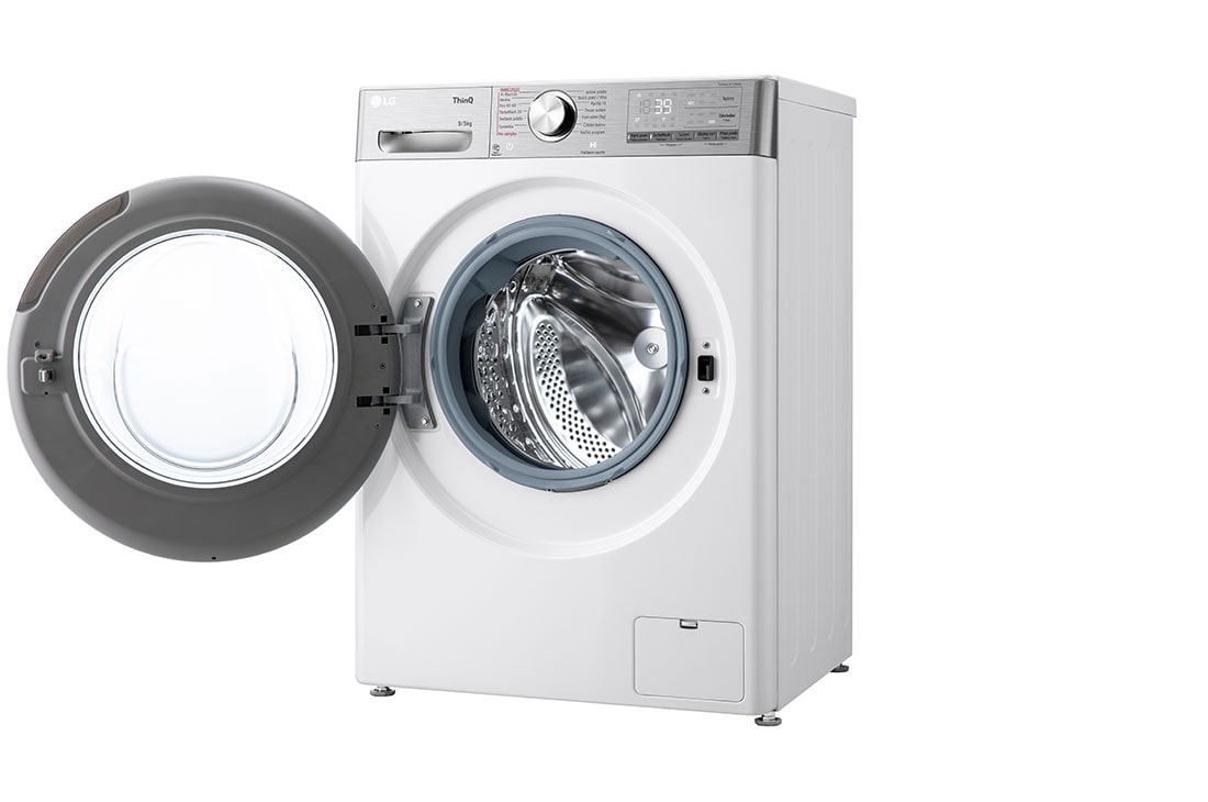LG 9 kg parná práčka / 5 kg sušička LG 1200 ot./min | Direct Drive™ | AI DD™ | TurboWash™360°, left open view, FCR9A95WC, thumbnail 13