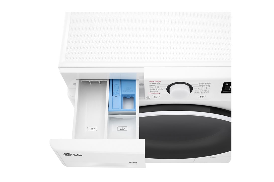 LG 8 kg slim parná práčka / 5 kg sušička LG | 1200 ot./min | Direct Drive™ | AI DD™, Drawer open, FCR5A85WW, thumbnail 7