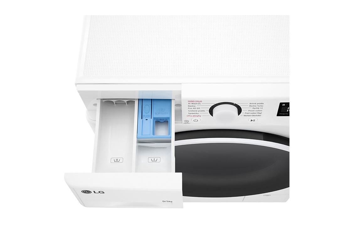 LG 9 kg slim parná práčka / 5 kg sušička LG | 1200 ot./min | Direct Drive™ | AI DD™, Top Drawer open, FCR5A95WW, thumbnail 7