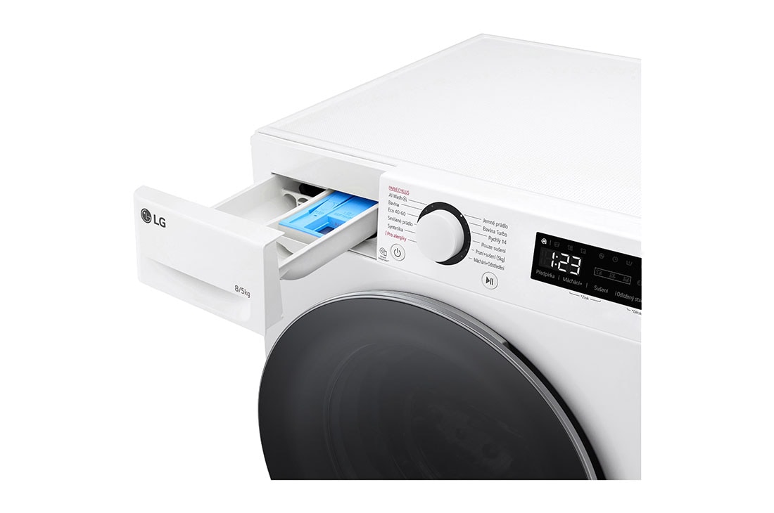 LG 8 kg parná práčka / 5 kg sušička LG | 1200 ot./min | Direct Drive™ | AI DD™, Top Drawer open, FCR5A85WS, thumbnail 5