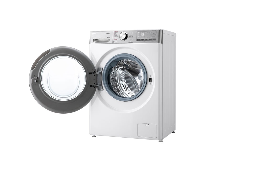 LG 9 kg parná práčka / 5 kg sušička LG 1200 ot./min | Direct Drive™ | AI DD™ | TurboWash™360°, left view with door open, FCR9A95WG, thumbnail 9