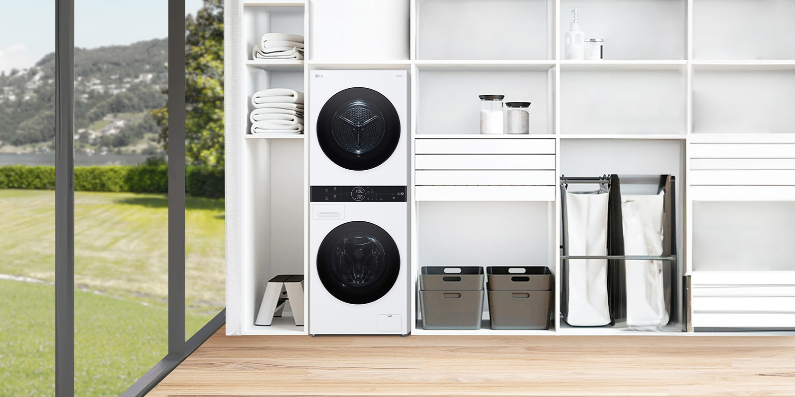 Model Washtower je umiestnený vo viacúčelovom priestore pod schodiskom.