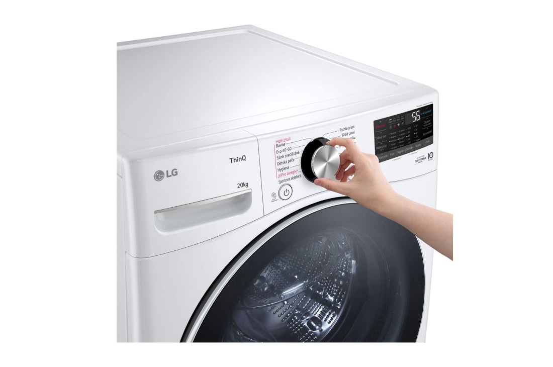 LG Parná práčka LG | 20 kg | B | 1000 ot./min | Direct Drive™ | AI DD™|Biela, display, F0P3CYV2W, thumbnail 6
