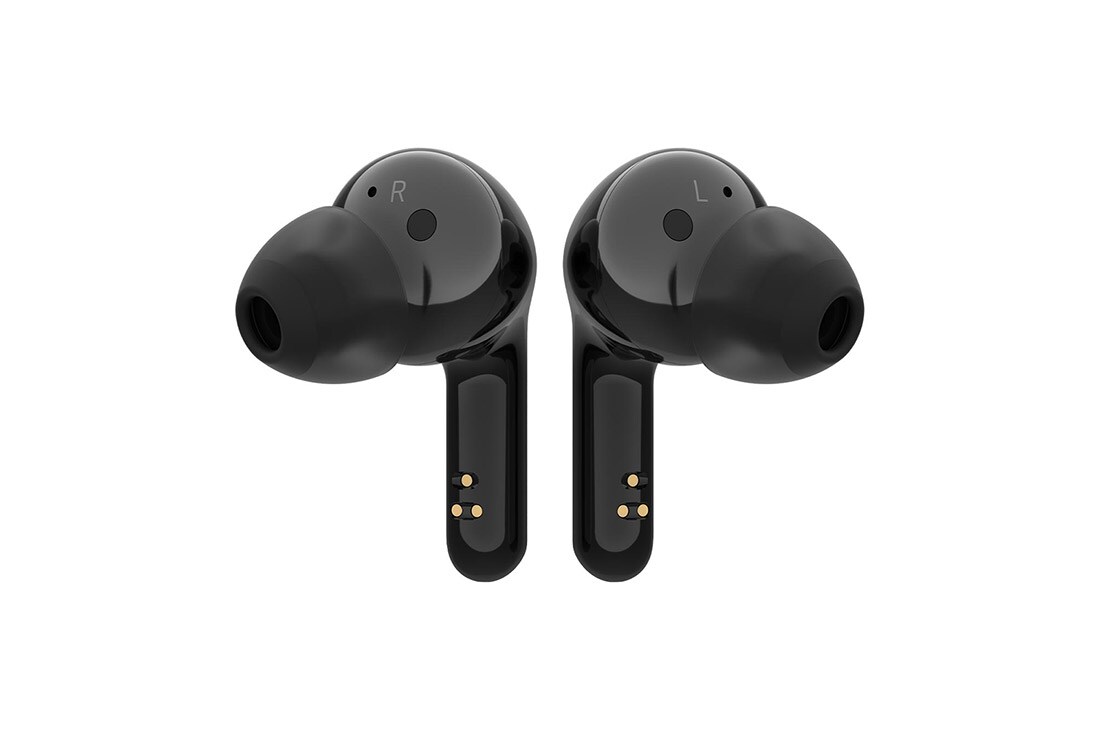 LG Bluetooth bezdrôtové sluchátka | Čistenie UVnano | Meridian Audio | režim Ambient sound | duálne mikrofóny na sluchátkach | výdrž batérie až 18 hodín  , Pohľad spredu na stonky dvoch slúchadiel zarovnaných vedľa seba, HBS-FN6, thumbnail 7