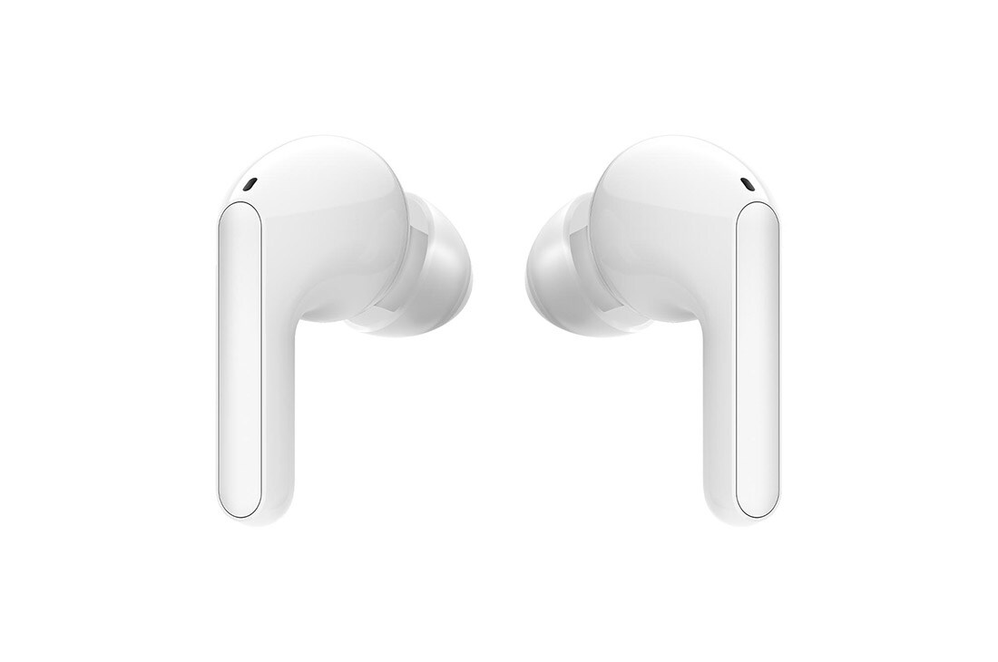LG Bluetooth bezdrôtové sluchátka | Čistenie UVnano | Meridian Audio | režim Ambient sound | duálne mikrofóny na sluchátkach | výdrž batérie až 18 hodín  , Pohľad zozadu na dva hroty špuntov smerujúcich k sebe, HBS-FN6W, thumbnail 8