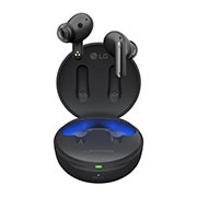 LG Bluetooth bezdrôtové slúchadlá | Meridian Audio | režim Ambient sound | 3 mikrofóny na slúchadlách | UVnano |výdrž batérie až 24 hodín  , Obrázok slúchadiel, ktoré sa vznášajú nad otvoreným puzdrom., TONE-FP8, thumbnail 1