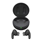 LG Bluetooth bezdrôtové slúchadlá | Meridian Audio | režim Ambient sound | 3 mikrofóny na slúchadlách | UVnano |výdrž batérie až 24 hodín  , Pohľad zhora na otvorené puzdro, pred ktorým sú položené obidve slúchadlá., TONE-FP8, thumbnail 15