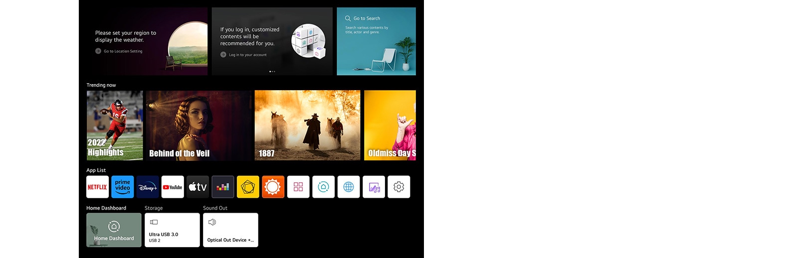 Disney+, YouTube, Apple TV a pod. sú k dispozícii a ľahko dostupné v systéme webOS 22.
