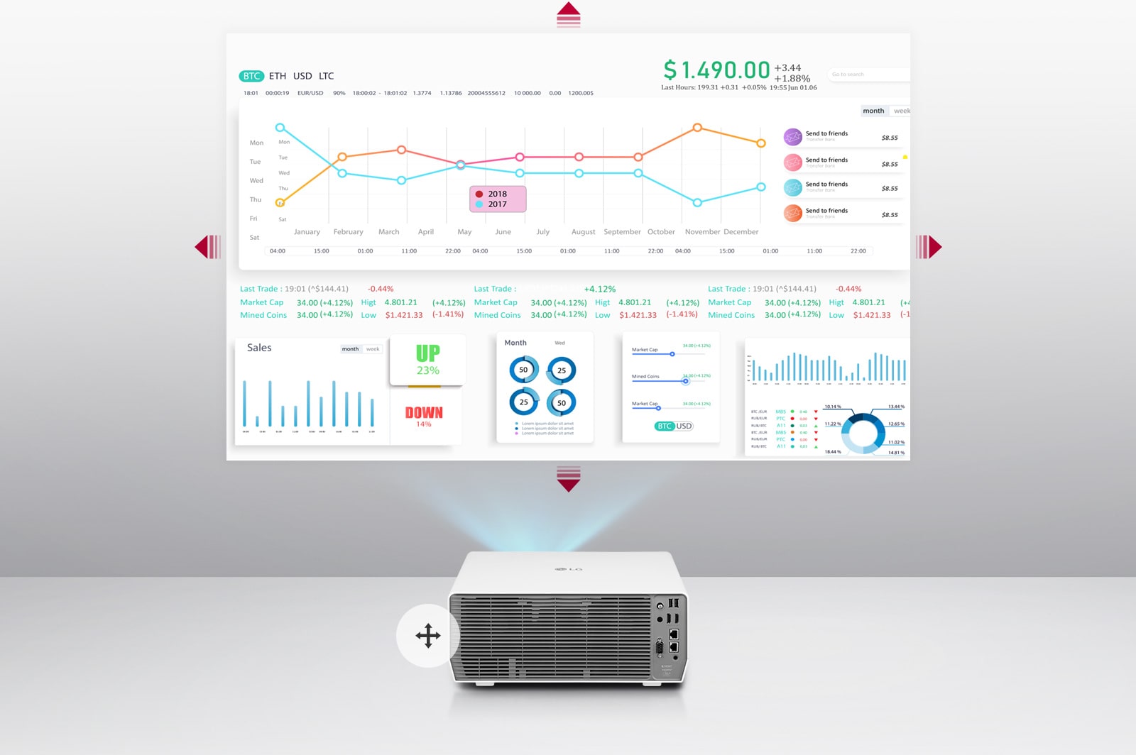 Projektor s&nbsp;podporou zvislého a&nbsp;vodorovného posunu obrazu