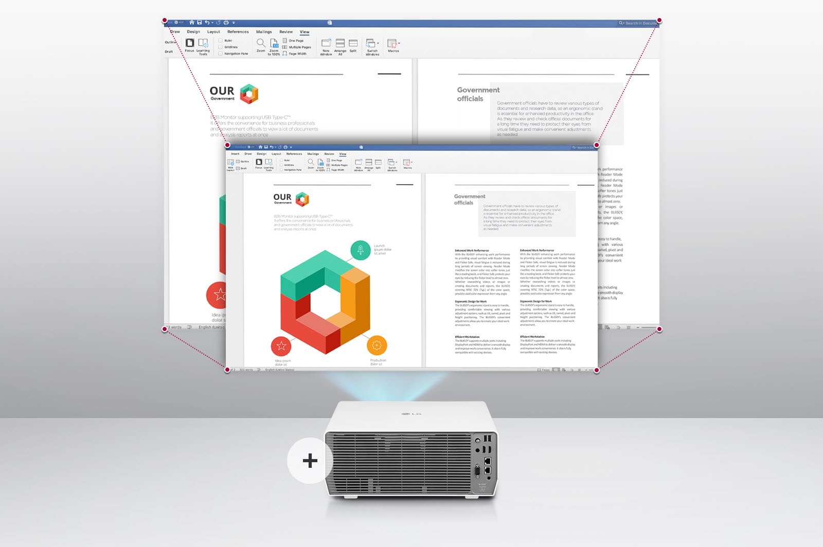 Projektor s podporou priblíženia.