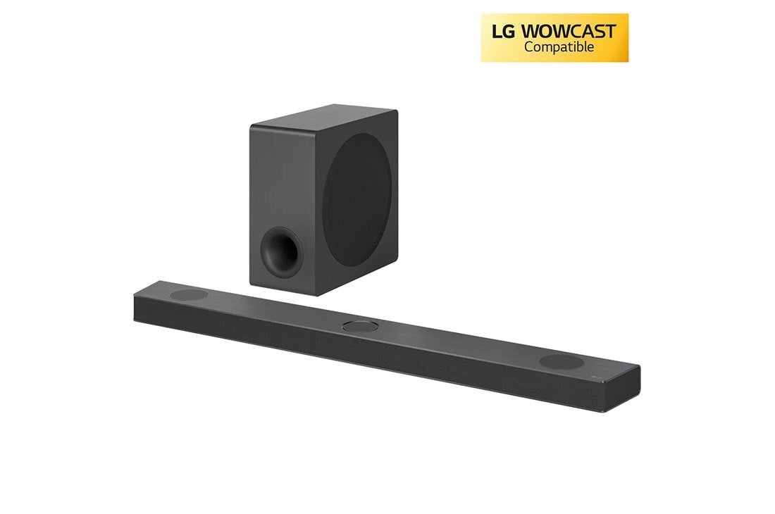 LG  S90QY - LG Soundbar LG, Priečny pohľad na zvukový panel a subwoofer, S90QY, thumbnail 2
