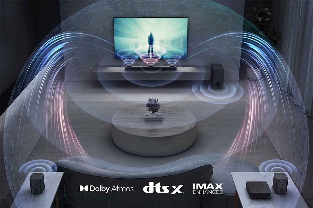 LG Soundbar LG S80QR, Obrázok so zvukovými vlnami vychádzajúcimi z reproduktorov, S80QR, thumbnail 6