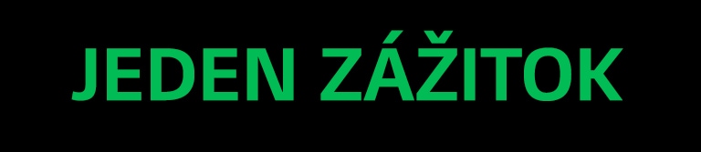 Slová „ONE EXPERIENCE“ v zeleno-žltom gradientnom vzore.