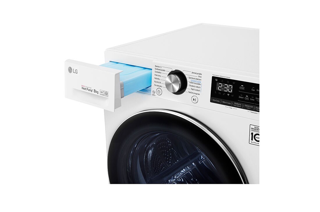 LG 8 kg hybridná sušička s tepelným čerpadlom, A+++ (v rozsahu A+++ až D), invertorový motor, Eco Hybrid™ - hybridné sušenie, automatické čistenie kondenzátora, ThinQ™ + WiFi, Program pre alergikov, RC81V9AV2Q, thumbnail 5