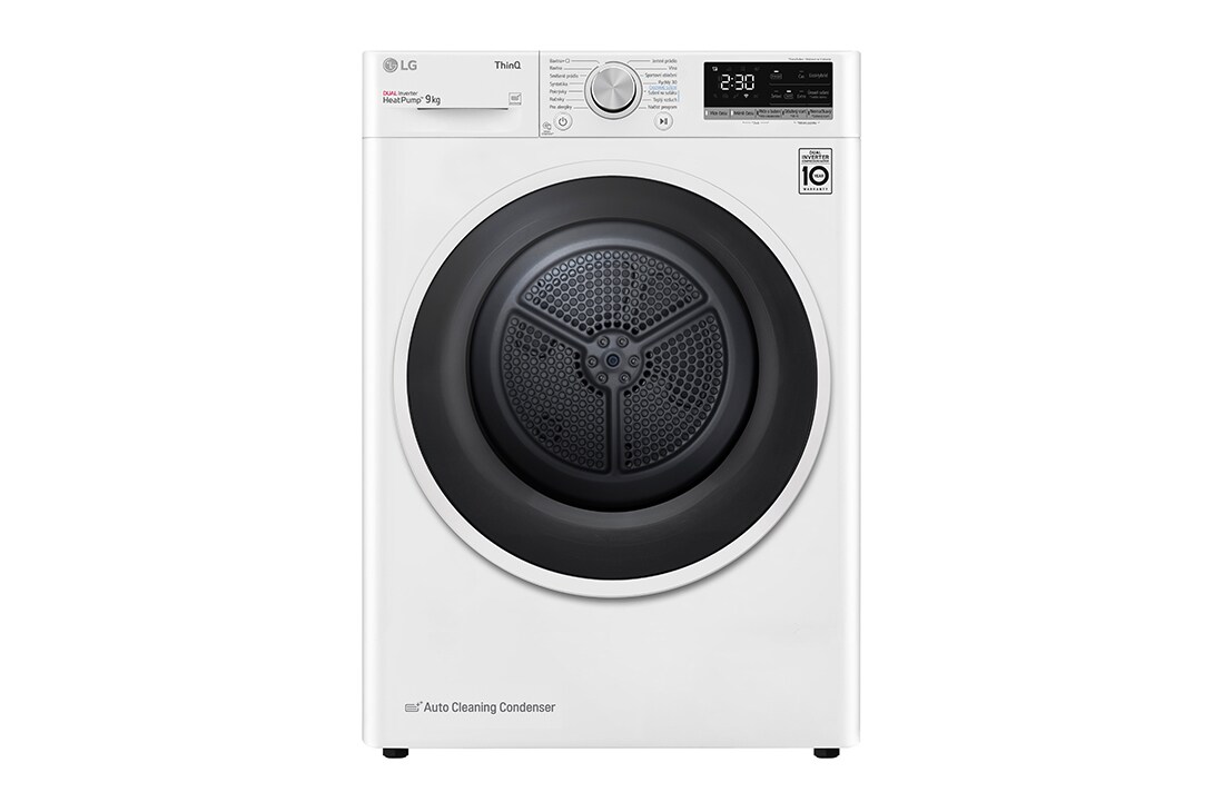 LG 9 kg hybridná sušička s tepelným čerpadlom, invertorový motor, Eco Hybrid™ - hybridné sušenie, automatické čistenie kondenzátora, LG ThinQ + Wi-Fi, Program pre alergikov, RC91V5AV6N, RC91V5AV6N