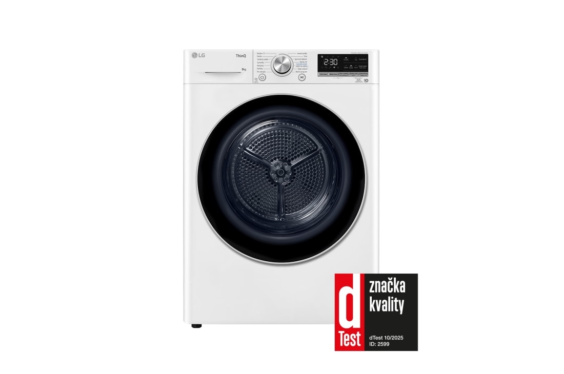 LG 8 kg sušička LG | Režim Energia / Čas | automatické čistenie kondenzátora | Wi-Fi, RC81V9AV3N