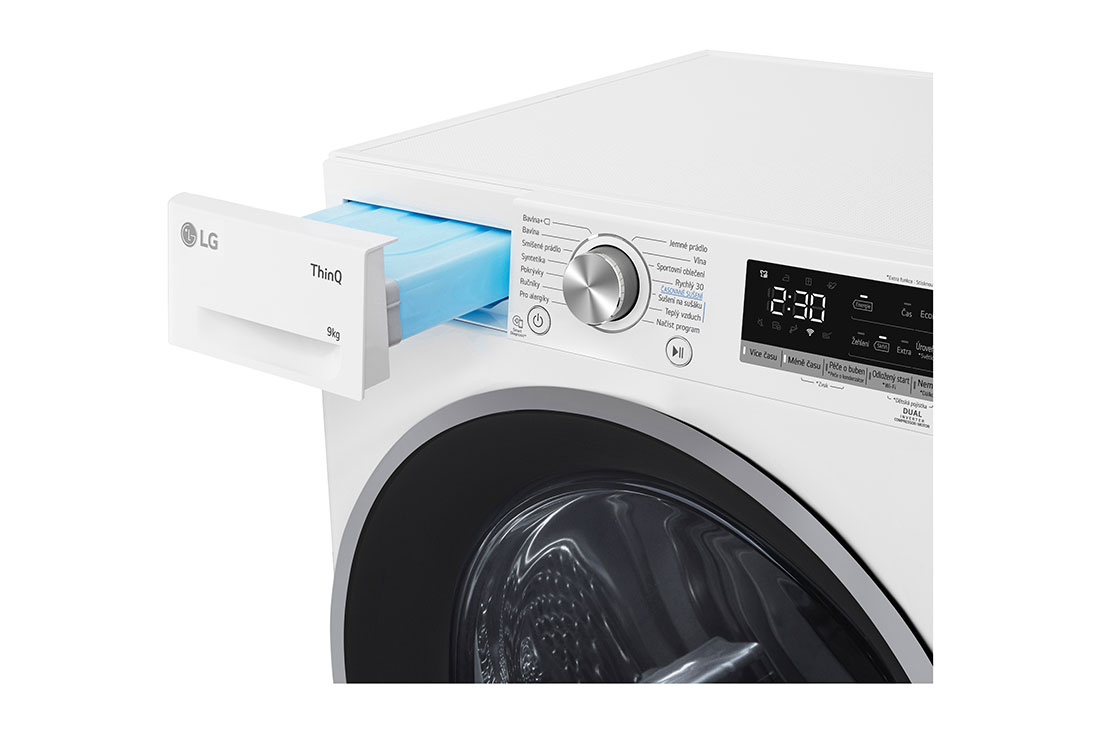 LG 9 kg sušička LG | Režim Energia / Čas | automatické čistenie kondenzátora | Wi-Fi, LG 9 kg hybridní sušička s tepelným čerpadlem, invertorový motor, Eco Hybrid™ - hybridní sušení, automatické čištění kondenzátoru, LG ThinQ + Wi-Fi, Program pro alergiky, RC91V9AVSN"LG 9 kg hybridní , RC91V9AVRN, thumbnail 8