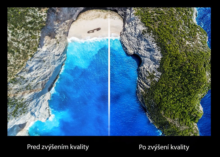 Porovnanie obrázka prírody pred a po zlepšení kvality